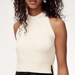 Wilfred Green Crevier Halter Neck Cropped Knit Top Size M